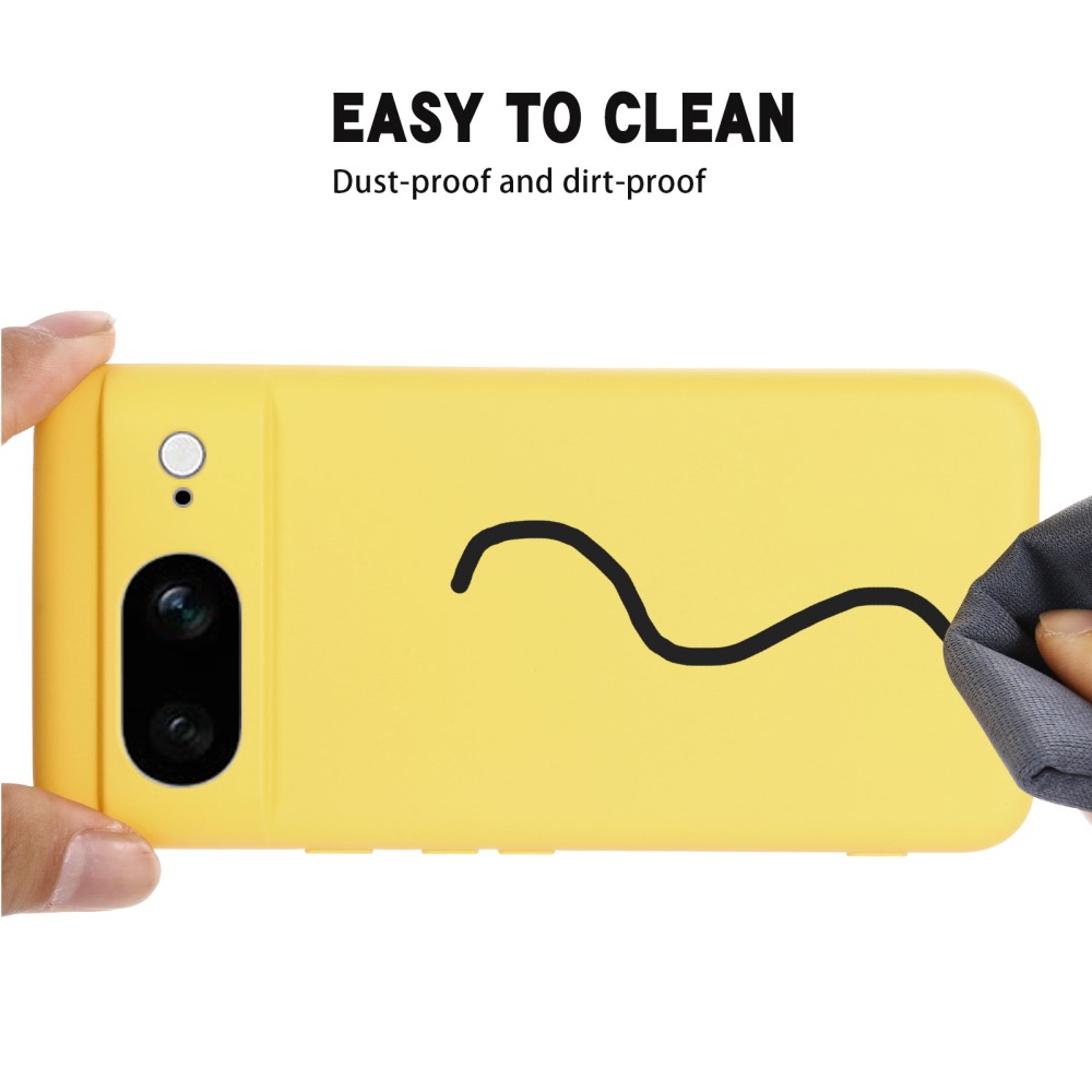 Google Pixel 8 Soft Liquid Silicone Anti-Scratch Protective Case Cover, Yellow (1)