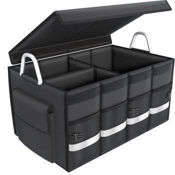 Foldable Car Trunk Organizer with Lid, 60L Heavy Duty Storage Box