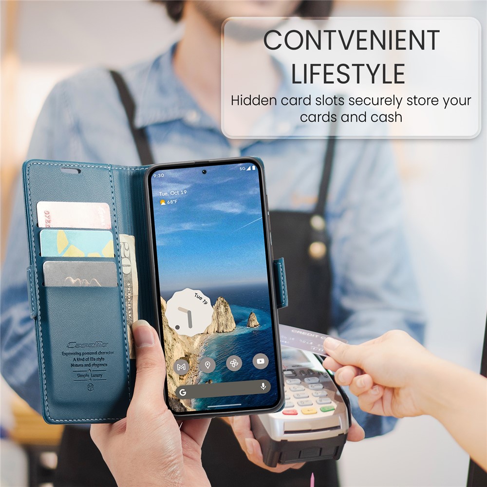 Google Pixel 9 / 9 Pro CASEME Wallet Magnetic Leather Case Cover, Blue (4)