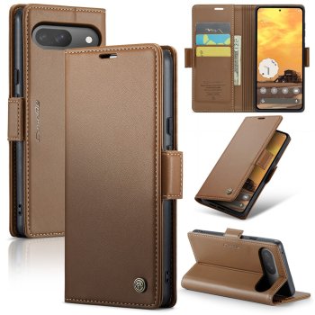 Google Pixel 9 / 9 Pro CASEME Wallet Magnetic Leather Case Cover, Brown