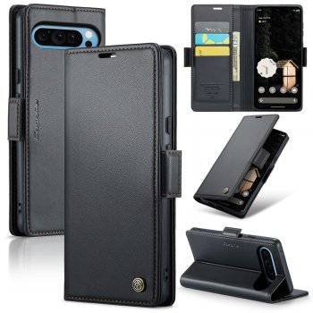 Google Pixel 9 Pro XL CASEME Wallet Magnetic Leather Case Cover, Black
