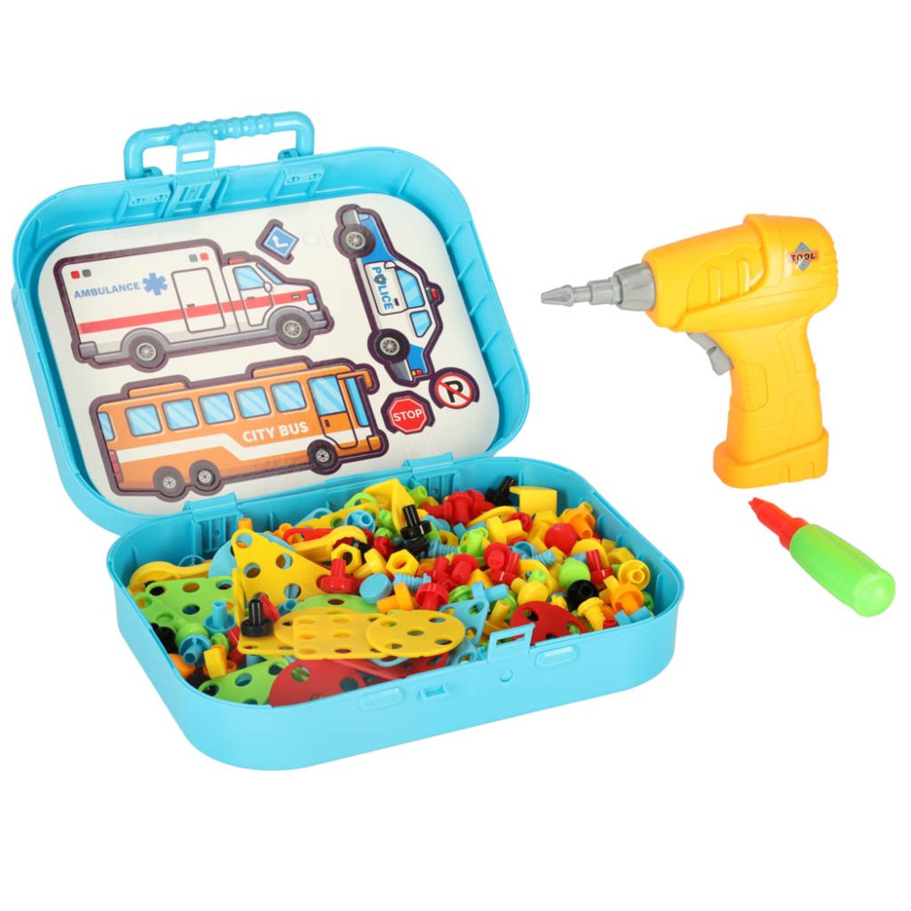 Kids Educational Constructor Tools Set Screwdriver Drill Screws Blocks Transport 285 pcs. (6)