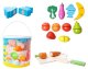 Kids Toy Wooden Cutting Vegetables and Fruits in a Bucket