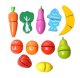Kids Toy Wooden Cutting Vegetables and Fruits in a Bucket