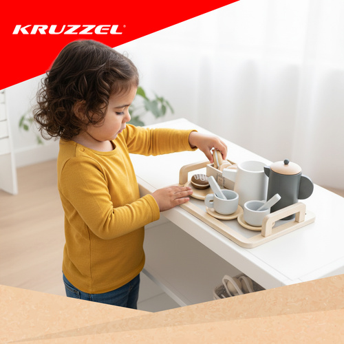 Wooden Tea Set for Kids Kruzzel 26543, 16pc Pretend Play Kitchen Toy Set (3)