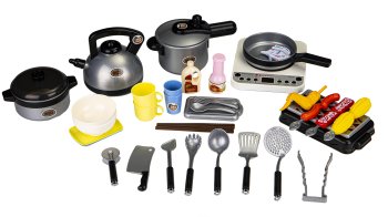 Kids Cooking and Grill Playset 40 pcs with Lights and Sounds