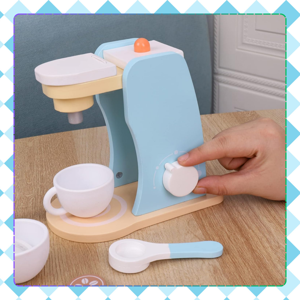Kids Play Wooden Coffee Machine with Accessories Toy Coffee Maker (4)