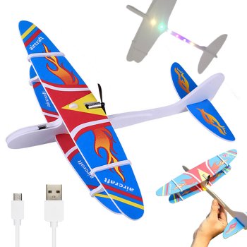 Illuminated Polystyrene Aeroplane Glider with an Electric Motor USB LED
