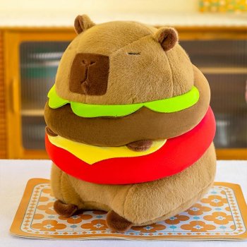 Capybara Burger Plush Toy, Soft Stuffed Animal Cuddle Pillow, 30 cm