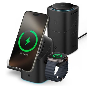 Spigen Essential EF223MS 3-in-1 QI2 Wireless Charger - Black