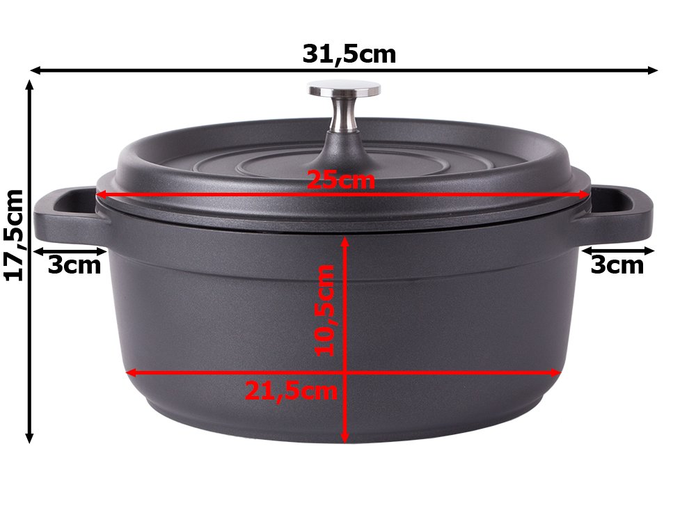Cooking Pot with Lid and Non-Stick Coating, 4 L, Cast Aluminium (4)