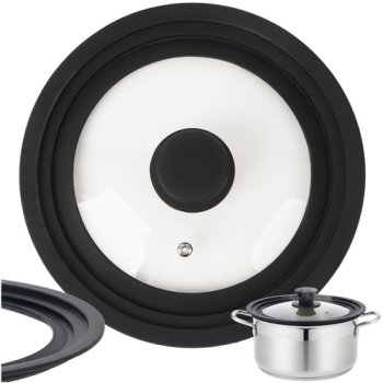 Ruhhy 3-in-1 Universal Lid for Pots and Pans 18/20/22cm 25563, Black
