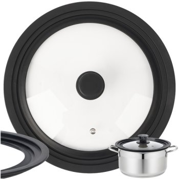 Ruhhy 3 in 1 Universal Lid for Pots and Pans Fits 28 30 32 cm Silicone Glass 25561