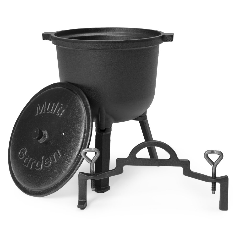 Cast Iron Camp Dutch Oven 8L MultiGarden Fire Pit Pot, black (1)