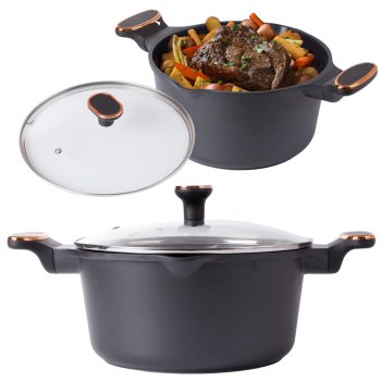 Deep Pot with Lid and Non-Stick Coating, 4.55 L, Cast Aluminium