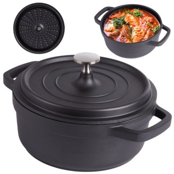 Deep Frying Pan with Lid and Non-Stick Coating, 2 L, for Induction and Gas, Cast Aluminium