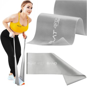 4Fizjo FLAT BAND Flexible Rubber Training Fitness Tape 2m x 15cm, Silver