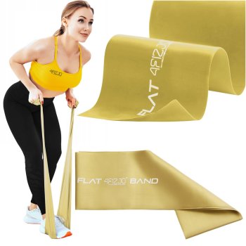 4Fizjo FLAT BAND Flexible Rubber Training Fitness Tape 2m x 15cm, Gold