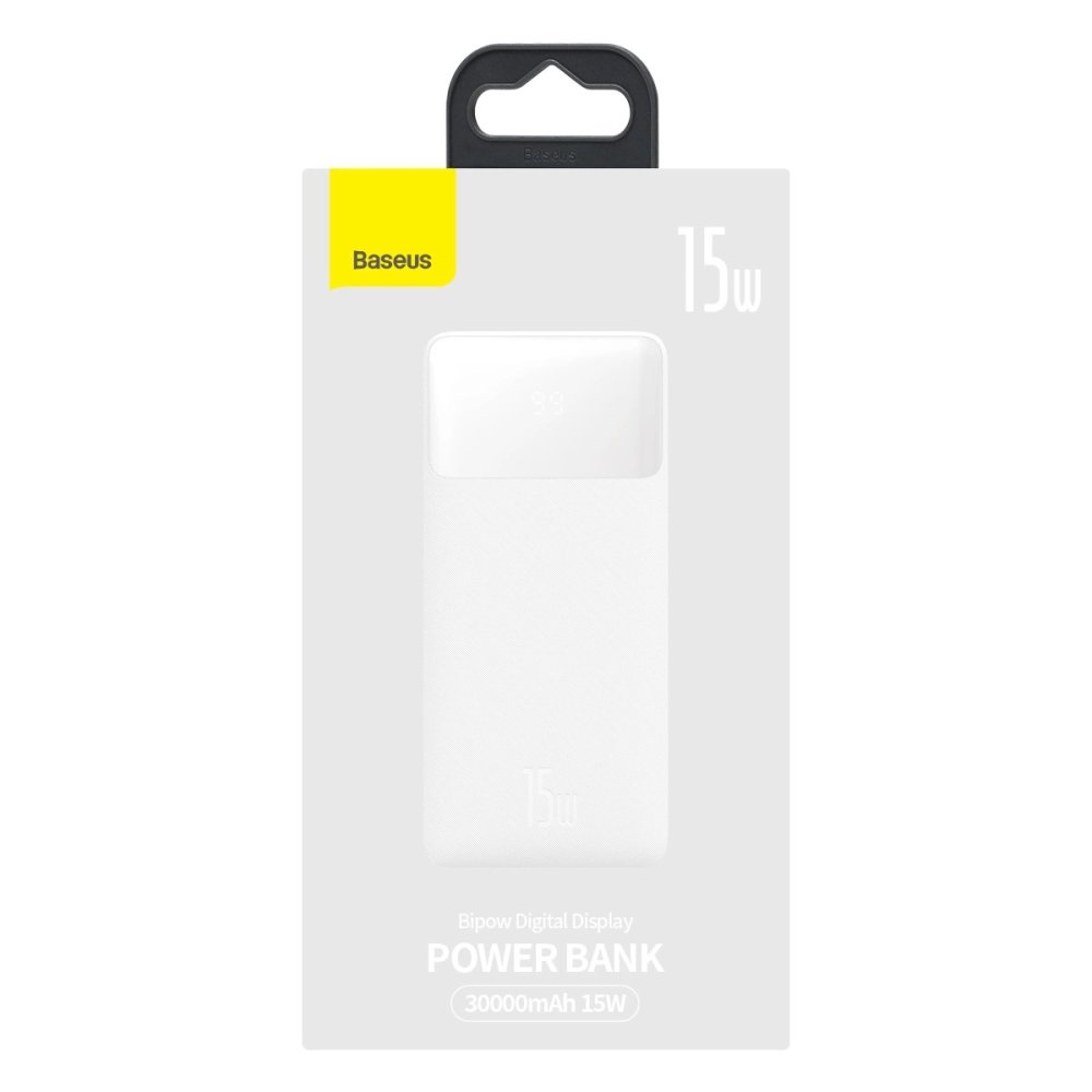 Baseus Bipow power bank with display 30000mAh 15W white (Overseas Edition) + USB-A - Micro USB cable 0.25m white... (3)