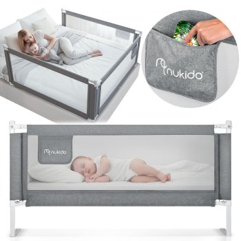Toddler Bed Rail Guard for Kids Nukido NK-227, 200 cm, Gray