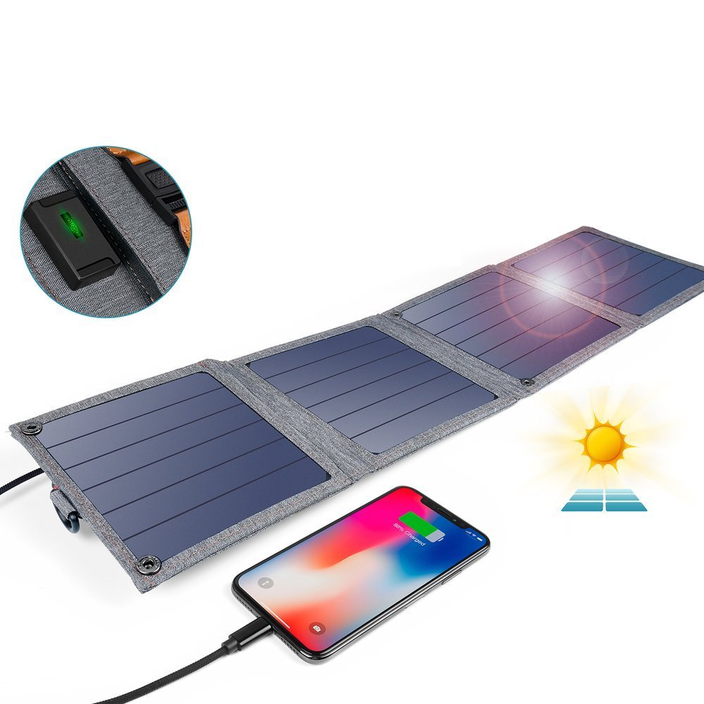 Choetech Foldable Travel Solar Panel Charger 14W USB 5V / 2.4A, Gray (1)