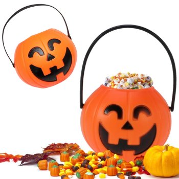 Halloween Candy Bucket Container Pumpkin, 15cm x 13cm