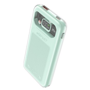 Acefast Sparkling Series Power Bank with LCD Display 10000mAh, 30W, Green