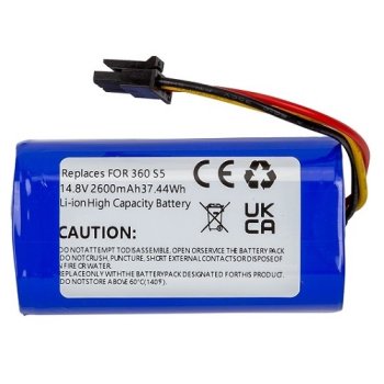 Battery for 360 Robot S5 Vacuum Cleaner, 14.8V, 2.6Ah, Li-ion Replacement