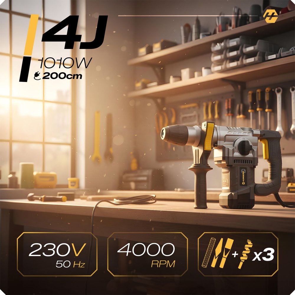 Rotary Hammer Drill 1010W 4J SDS Plus Humberg HM-430 (0)