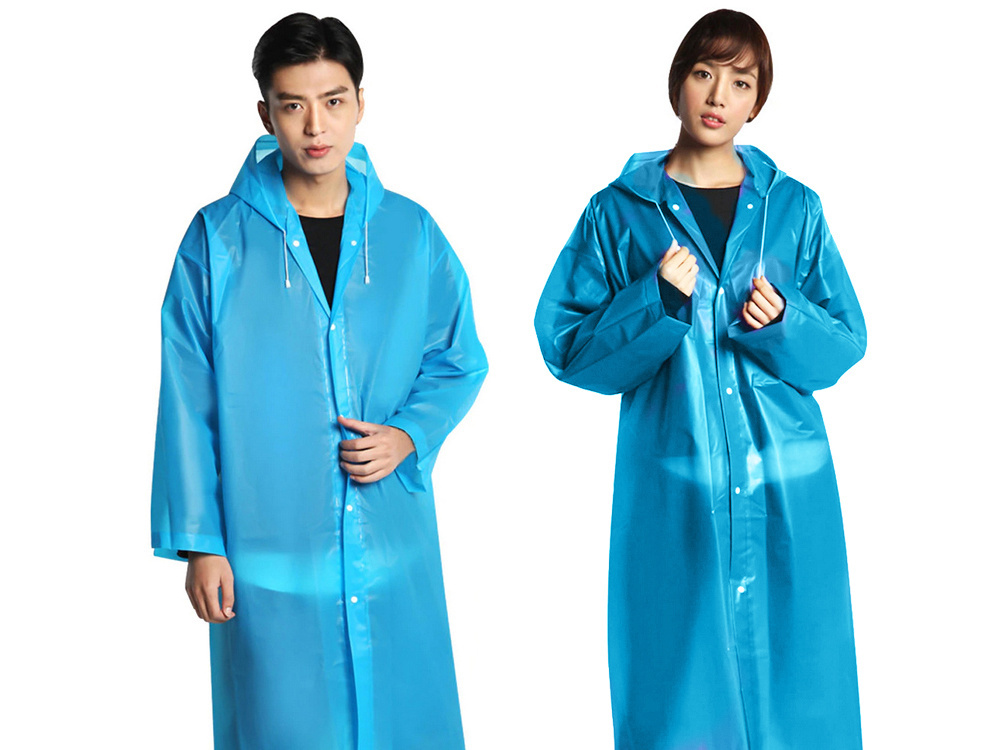Waterproof Rain Poncho with Hood, Packable Lightweight Raincoat for Adults, Blue (0)