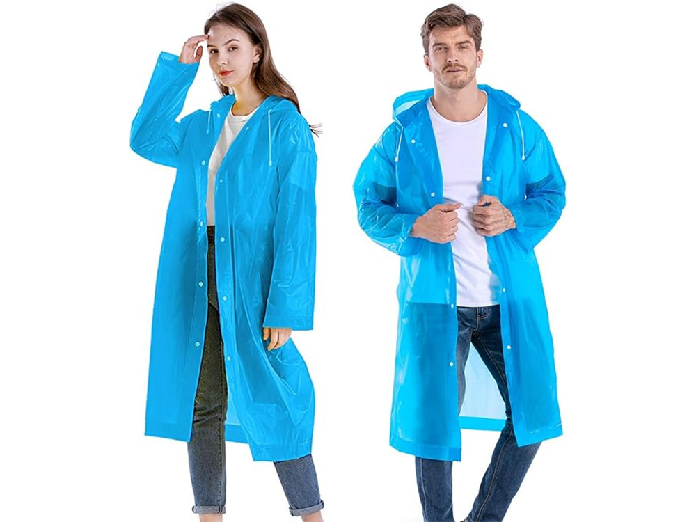 Waterproof Rain Poncho with Hood, Packable Lightweight Raincoat for Adults, Blue (3)