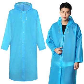 Waterproof Rain Poncho with Hood, Packable Lightweight Raincoat for Adults, Blue
