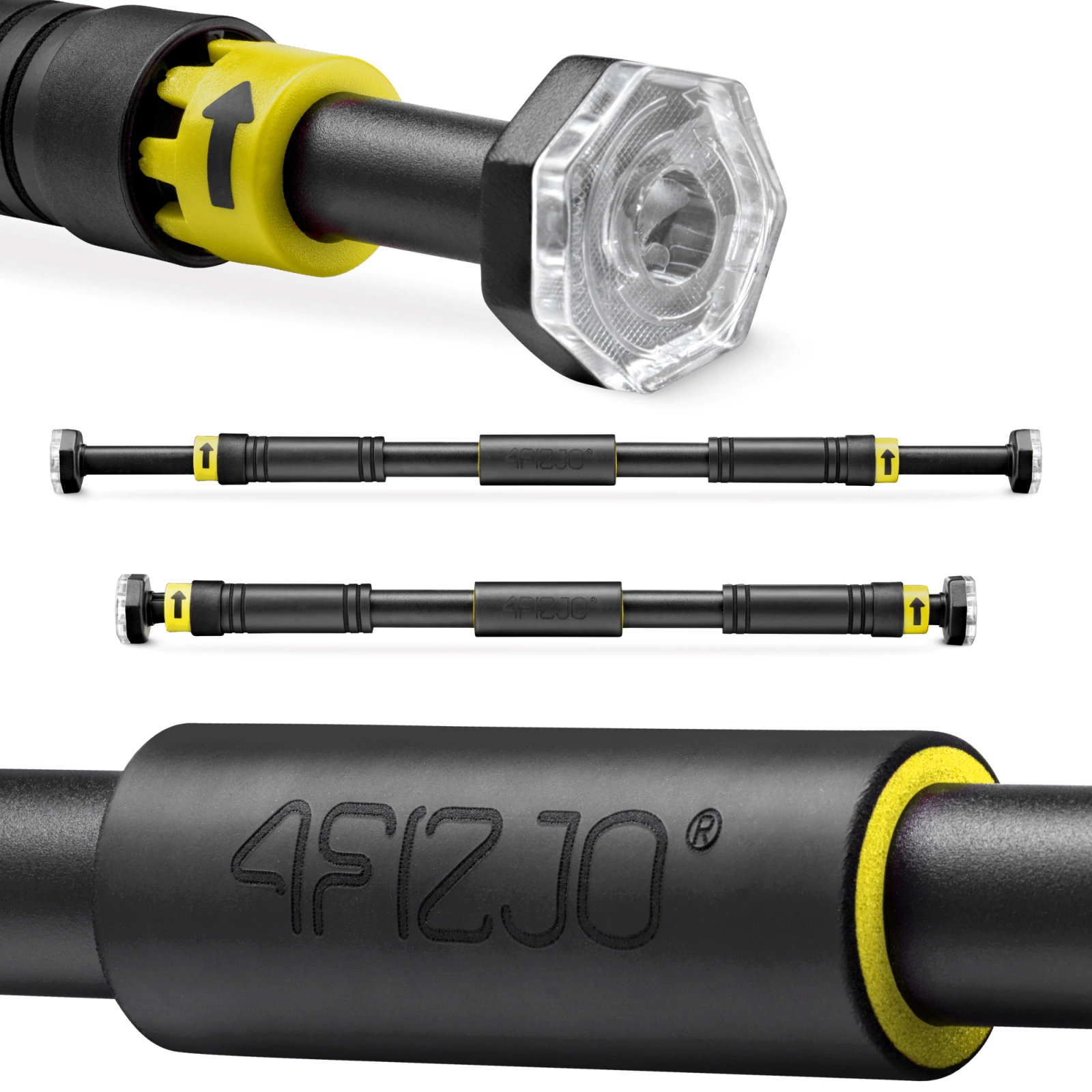 Adjustable Doorway Pull-Up Bar 4FIZJO 66-100 cm, Yellow