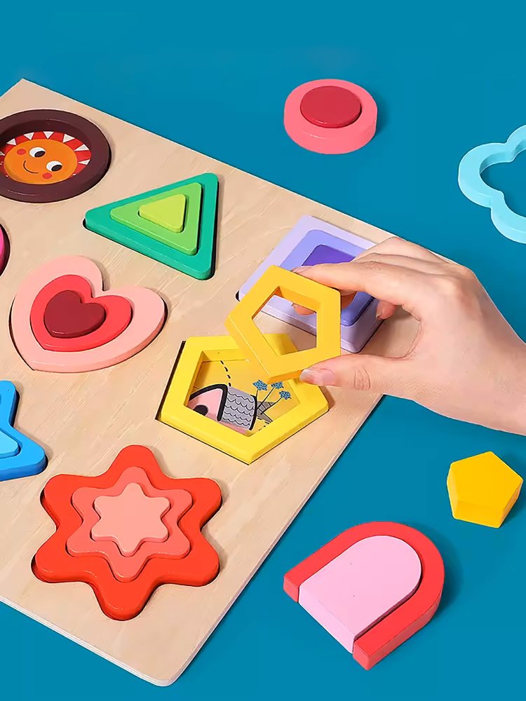 Wooden Shape Sorting Puzzle Educational Montessori Toy for Toddlers (0)