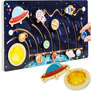 Wooden Solar System Puzzle Educational Maze for Kids Kruzzel 26696