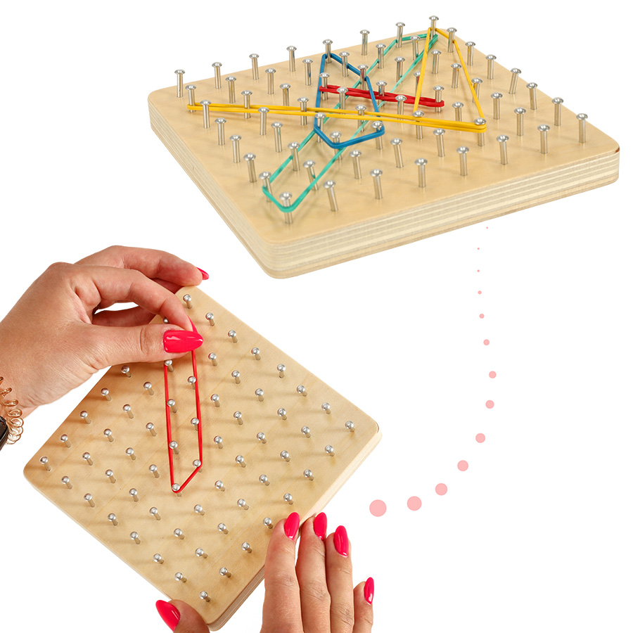 Wooden Maze Board with Rubber Bands - Geoboard Geoplan (2)