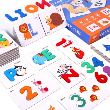 Educational English Learning Toy with Wooden Letters and Number Cards Jhtoy-238