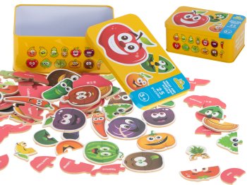 KX6019 Educational Kids Puzzle Fruits and Vegetables 50 pcs in Metal Tin