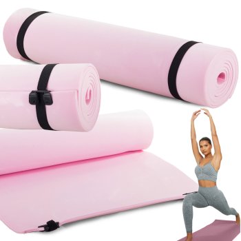 Travel exercise mat 50x180cm, 0.5cm thick, pink