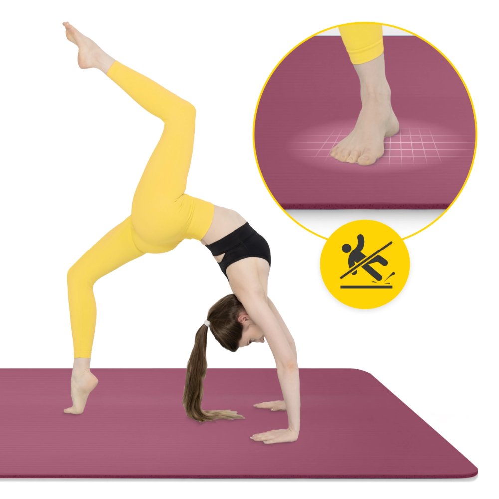 NBR Fitness and Yoga Exercise Mat 190 x 100 x 1.5 cm, Burgundy (1)