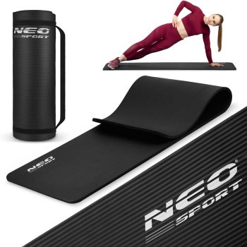 Thick NBR Exercise Mat Neo-Sport 183 x 60 cm 192300, Black