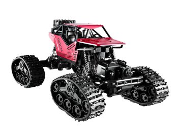 2-in-1 RC Car 4x4 Off Road with Interchangeable Wheels and Tracks, Red