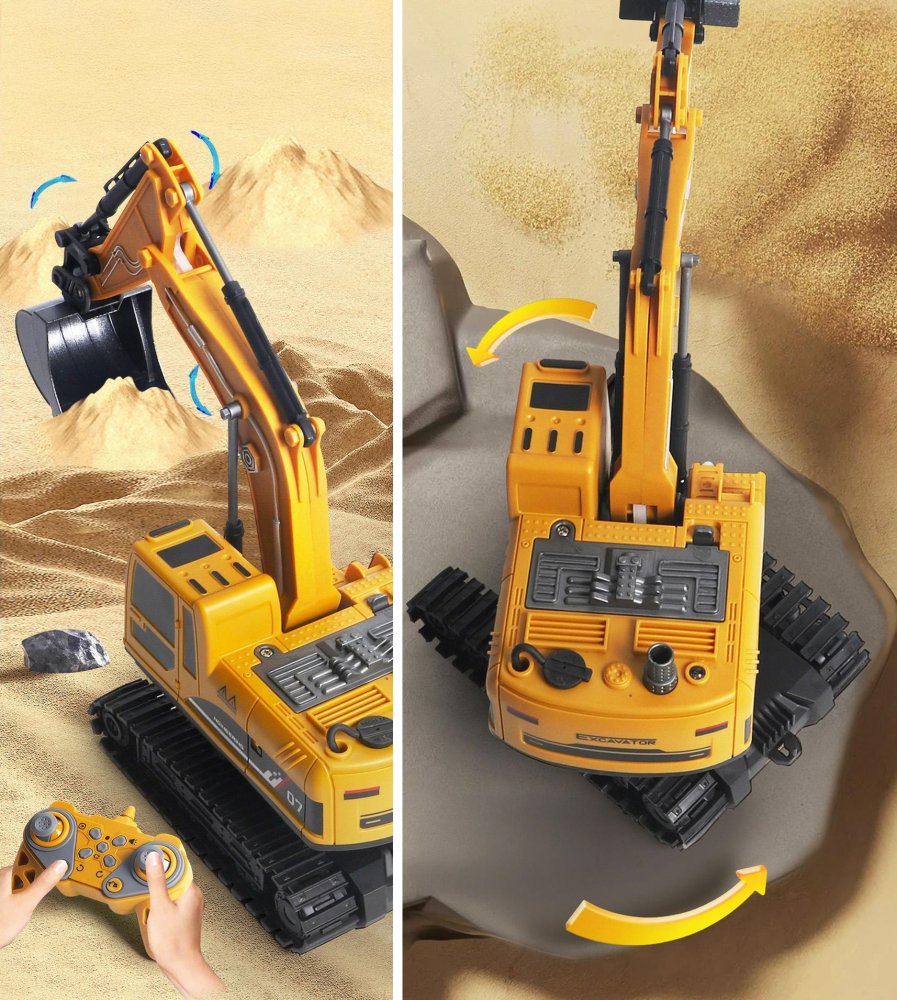RC Crawler Excavator and Dump Truck Set with Lights & Smoke (2)