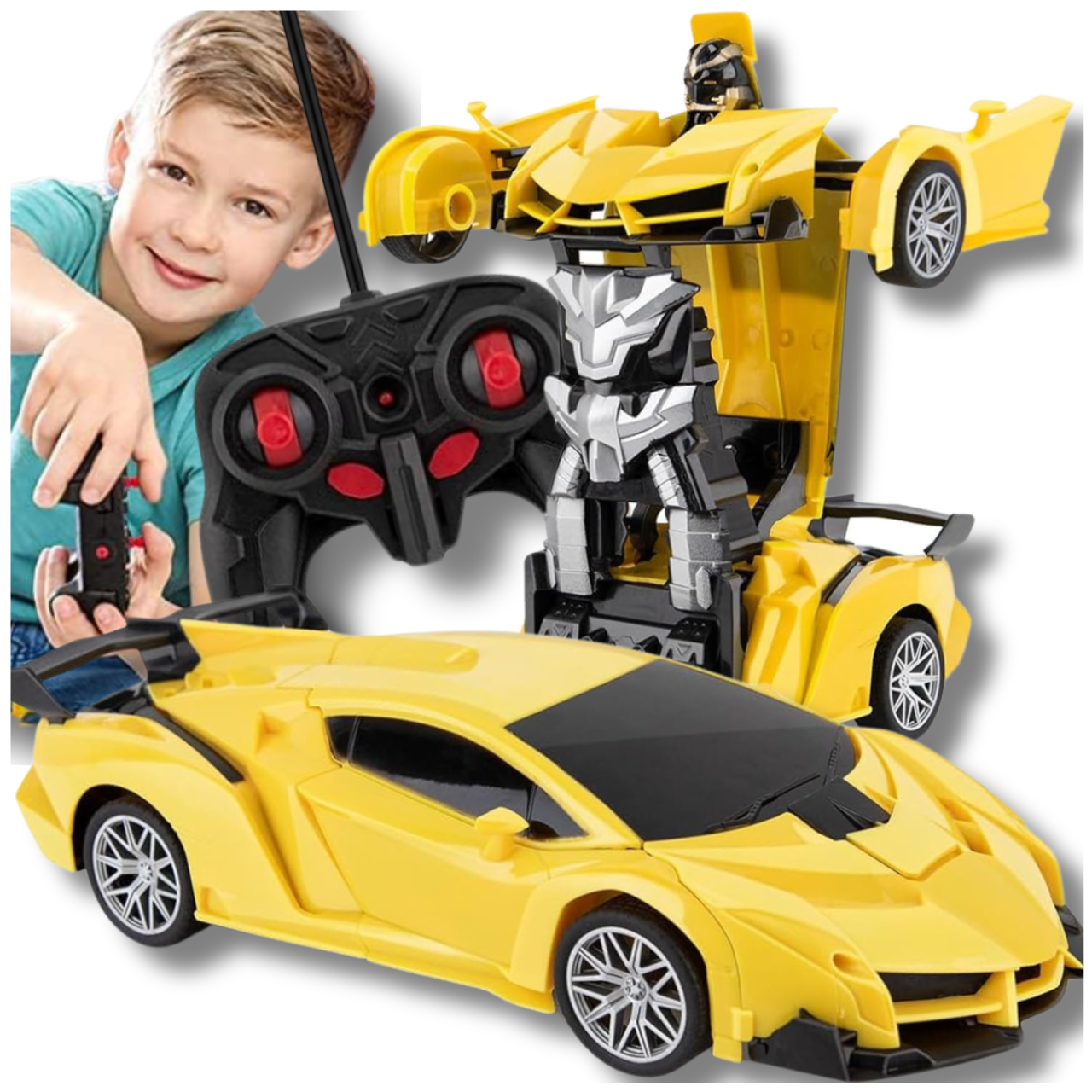 Remote Control Transforming Robot Car for Kids 2-in-1 Toy