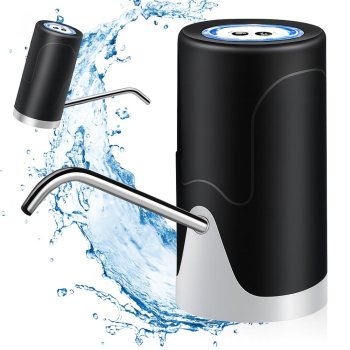 Rechargeable Electric Water Bottle Pump, Automatic Water Dispenser, Black