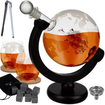 Gift Set Decanter and Whiskey Glasses Globe, 850 ml