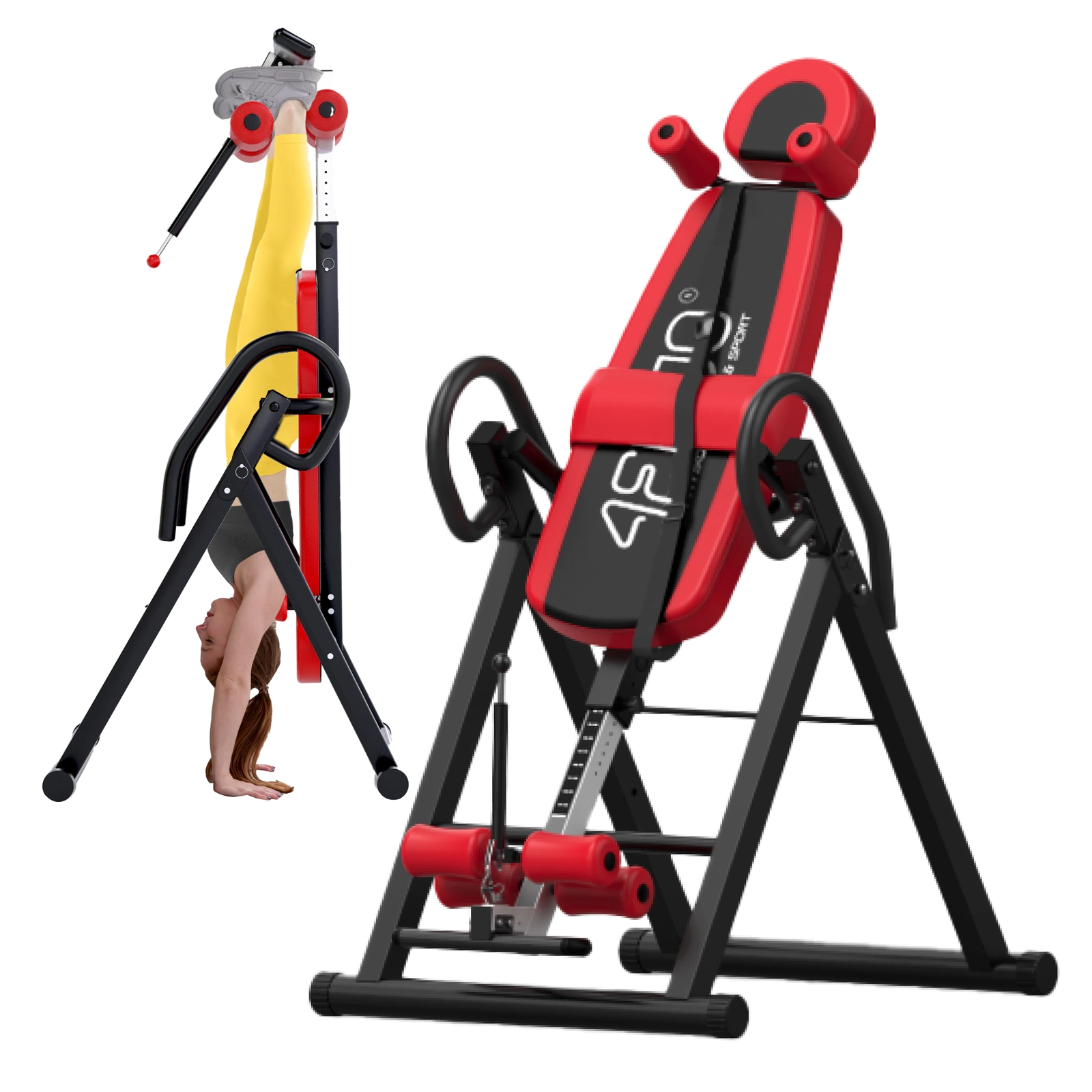 4FIZJO Inversion Table for Back Stretching and Pain Relief, Red and Black
