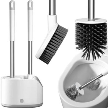 Ruhhy 24377 Toilet Brush and Holder Set, 2 Brushes, White/Grey