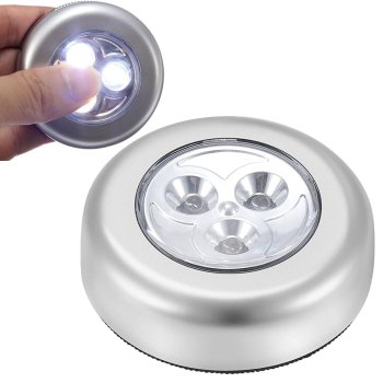 Wireless 3 LED Lamp Lighting for Cabinet, Silver
