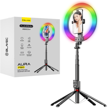 Blavec Aura RGB LED Ring Light Lamp Set with Stand 2.3m and Phone Holder for Photo Video Tiktok Vlogging
